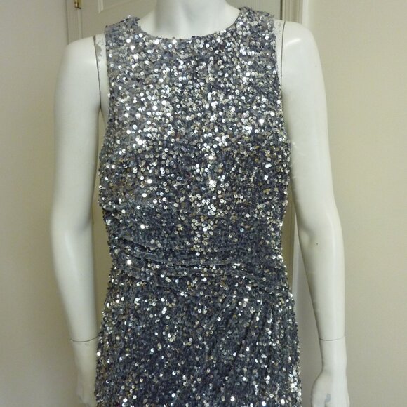 Badgley Mischka Sleeveless Sequined Velvet Column Gown - Picture 7 of 10